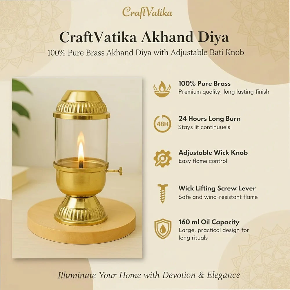 100% pure brass Akhand Diya