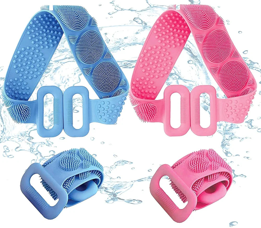 Combo Pack Of Silicone Body Scrubber Belt And Silicone Brush