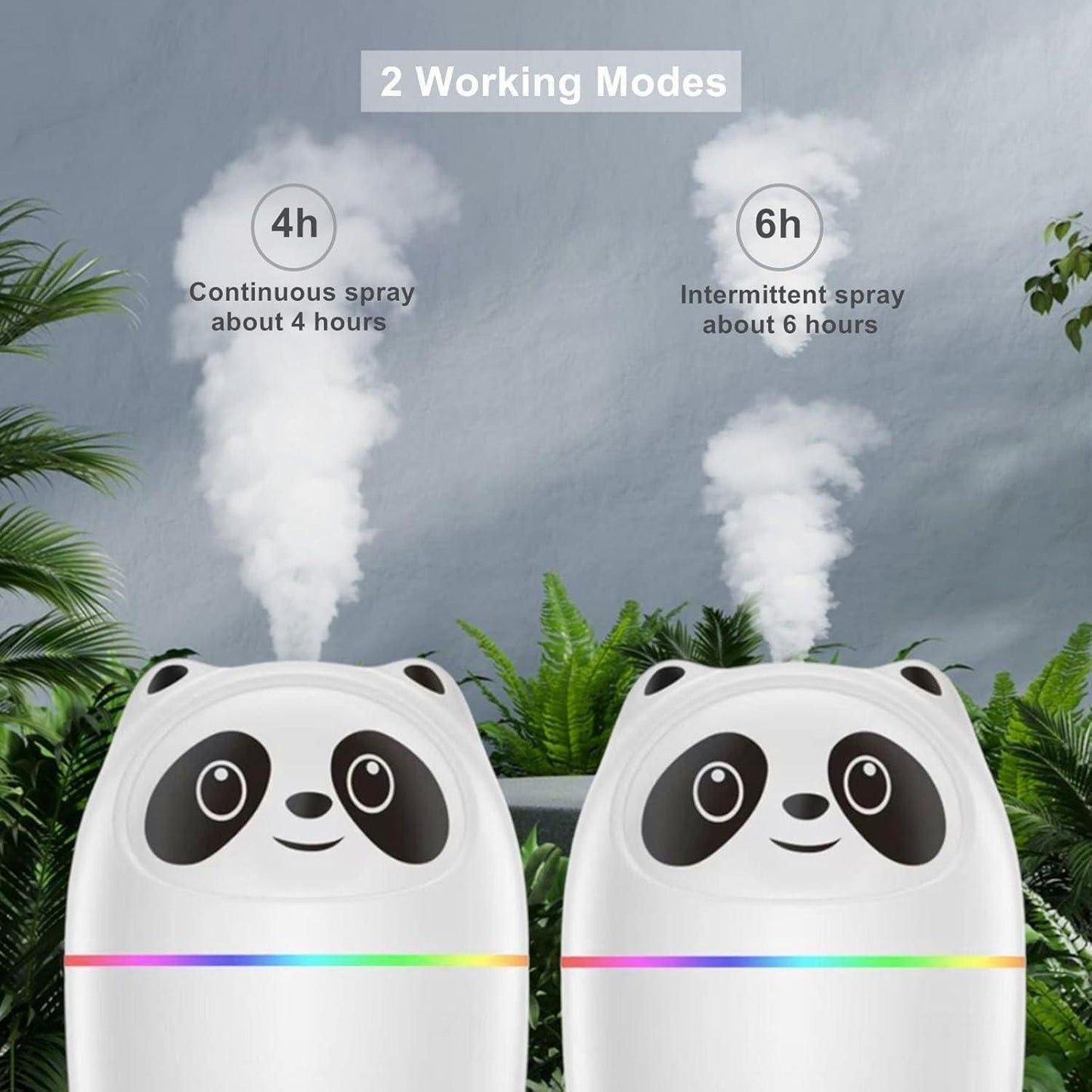 Cool mist panda humidifier with 7 color night light